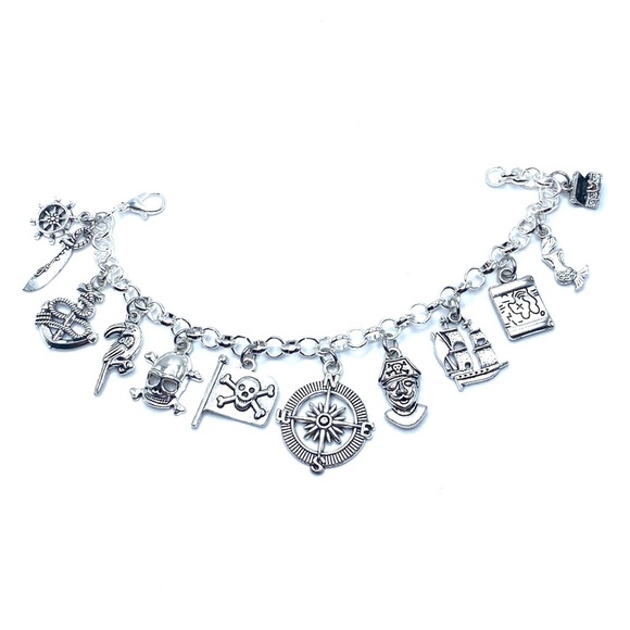Pirate Charm Bracelet Skulls Treasures Ship Mermaid Charms - Picture 4 of 8